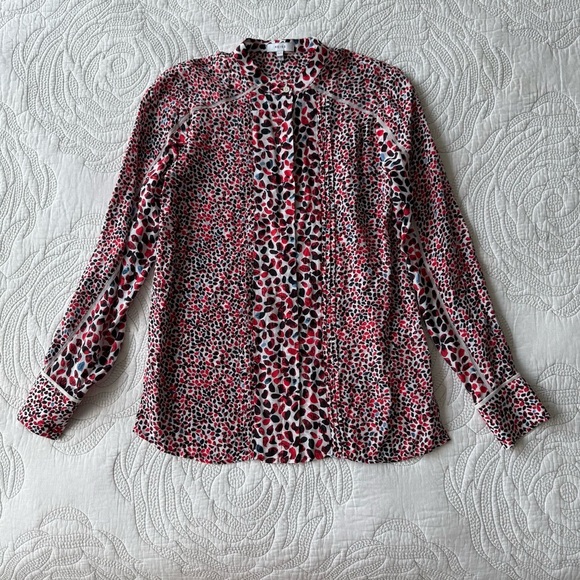 Reiss - Ottilie Floral Printed Blouse - Red Motif - Picture 4 of 14